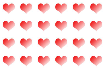 Seamless pattern of red hearts on a white background. Design for Valentine's Day
