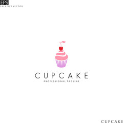 Cupcake with cherry. Logo template 