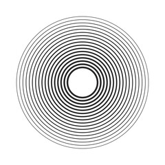Fototapeta na wymiar Concentric circle element. Black and white color ring. Abstract vector illustration for sound wave, Monochrome graphic.