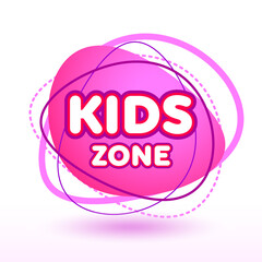 Vector pink badge Kids Zone. Logo Template for Graphic Design. Creative Decorative element