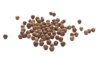 Allspice pile isolated on white background, Jamaica pepper
