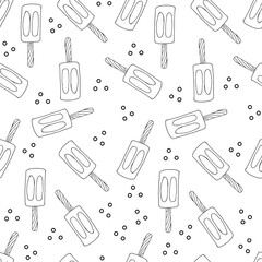 Hand drawn Ice cream food seamless pattern. Ice cream Vector illustration in doodle style
