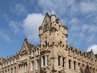 Beautiful building on Albion Street and Trongate on a sunny day in Glasgow city centre in Scotland, UK