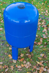 Fototapeta premium Blue metal water tank for 50 liters of water