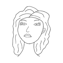 Doodle woman face. International Women's Day. hand drawn of a woman face isolated on a white background. Vector illustration sticker, icon, design element