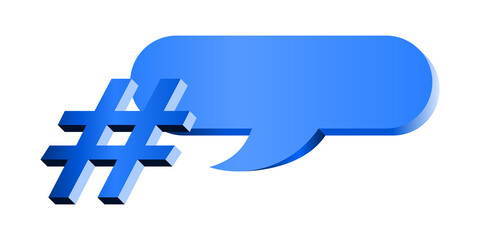Message et Hashtag 3D Bleu