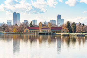Fototapeta na wymiar Denver, Colorado City Skyline from City Park