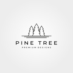 Fototapeta premium pine tree line art logo minimalist vector symbol illustration design