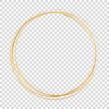 gold round frame banner isolated on transparent background	
