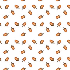 Watercolor seamless  acorns pattern