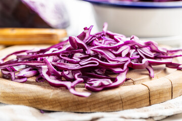 Sliced fresh red cabbage