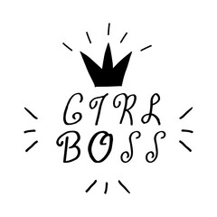 Doodle lettering Girl Boss. hand drawn of a lettering Girl Boss isolated on a white background. Vector illustration sticker, icon, design element