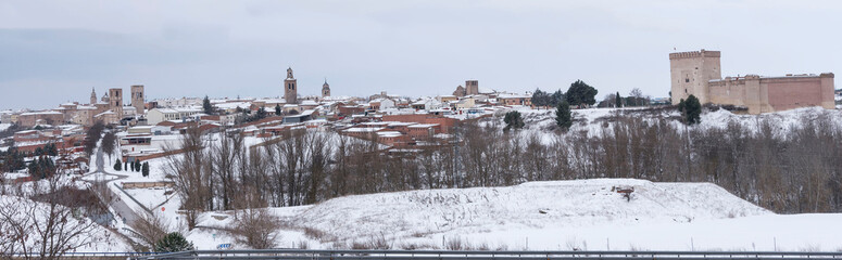 Panoramic shot of the Castle of Leon in Avila Spain Europe during the winter