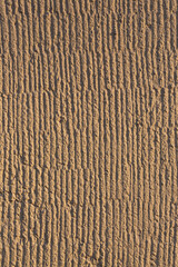 Texture of the wall. Decorative plaster. Rough painted surface with a pattern of vertical stripes, recesses and dents. Great for background and design. Close-up.
