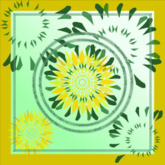 Abstract yellow and geometric starburst composition
