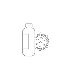 Covid-19 vaccine doodle, outline vector doodle illustration of a bottle of coronavirus vaccine isolated