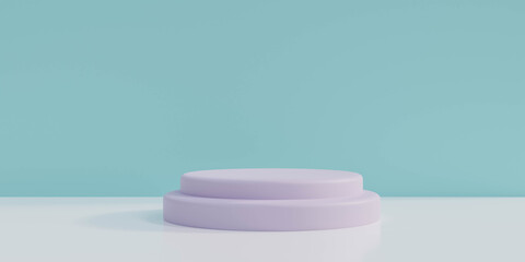 modern soft colour pink rose product stand on soft blue background 3d render illustration