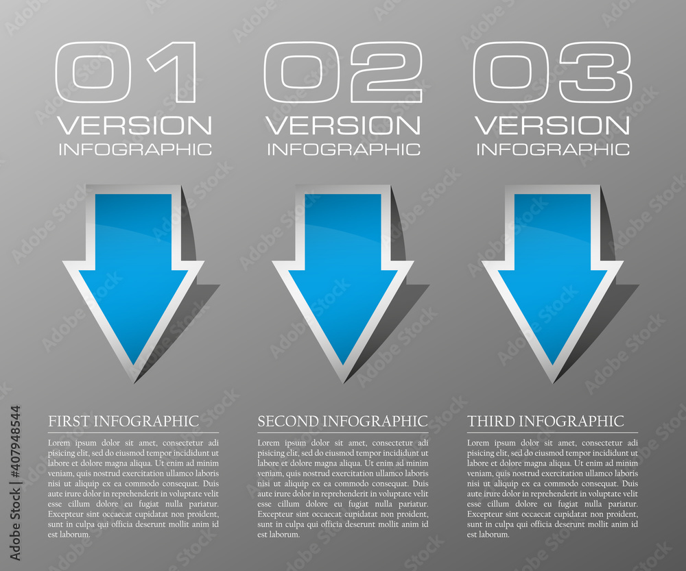 Poster set of origami vector arrow banners with shadow for websites or business design