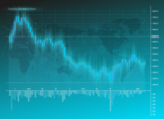 Business futuristic financial trading chart. Concept digital stock Market Trading. Abstract background technology business diagram. Web color banner uptrend line graph chart stock numbers market arrow