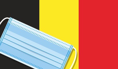 Medical mask vector on the background of the Belgium flag