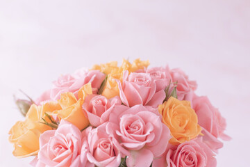 bouquet of pale pink and yellow roses