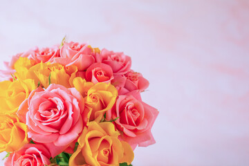 bouquet of pink and yellow roses