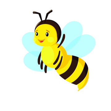 Vector stock image on white background. cartoon bee for advertisements and labels. beekeeping, honey and propolis.