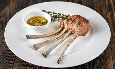 Portion of rack of lamb