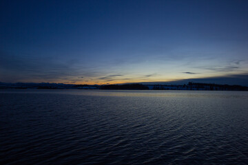 winter evening mood at the lake of pfaeffikon (Pfäffikersee)