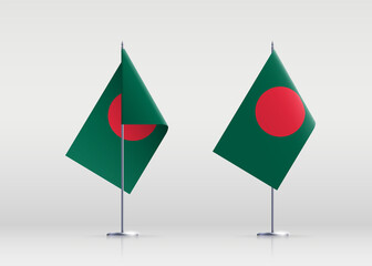 Bangladesh flag state symbol isolated on background national banner. Greeting card National Independence Day of the People's Republic of Bangladesh. Illustration banner with realistic state flag.