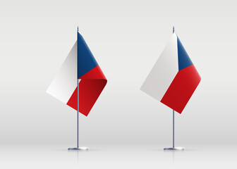 Czechia flag state symbol isolated on background national banner. Greeting card National Independence Day of the Czech Republic. Illustration banner with realistic state flag.