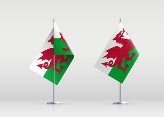Wales flag state symbol isolated on background national banner. Greeting card National Day of the Republic of Wales. Illustration banner with realistic flag. Country that is part of the United Kingdom