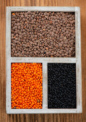 Different organic lentils