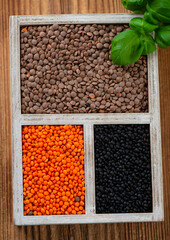 Different organic lentils