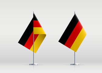 Germany flag state symbol isolated on background national banner. Greeting card National Independence Day of the Federal Republic of Germany. Illustration banner with realistic state flag of FRG.