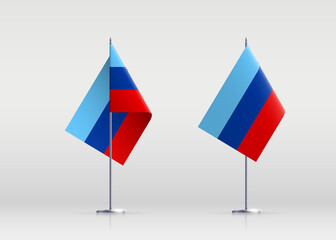 Luhansk People's Republic flag state symbol isolated on background national banner. Greeting card National Day of the Luhansk People's Republic. Illustration banner with realistic state flag of LPR.