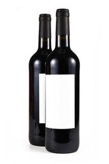 Two wine bottles with blank label isolated on white background