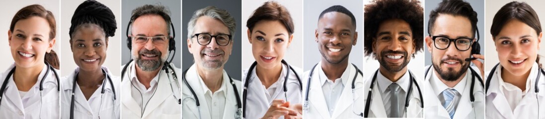 Multiethnic Doctor Faces Photo Collage