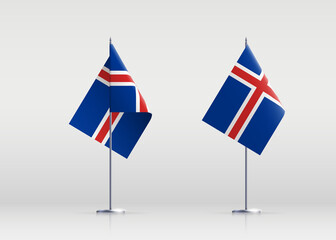 Iceland flag state symbol isolated on background national banner. Greeting card National Independence Day of the Republic of Iceland. Illustration banner with realistic state flag.