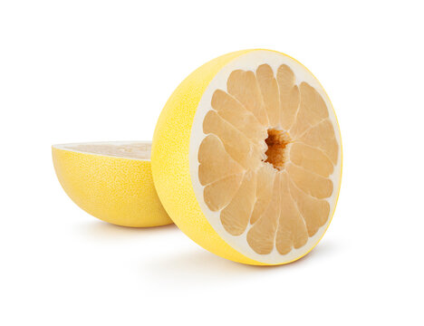 Pamela citrus fruit one cut in half isolated on white background