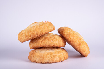 Gluten free coconut macaroons cookies on a white background