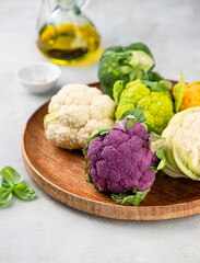 Colorful cauliflowers, fresh colorful cauliflower, Healthy eating