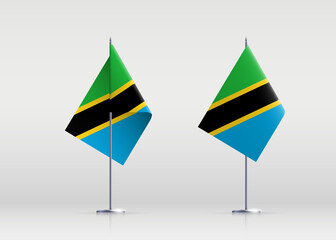 Tanzania flag state symbol isolated on background national banner. Greeting card National Independence Day of the United Republic of Tanzania. Illustration banner with realistic state flag.