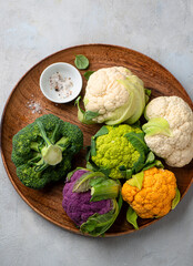 Colorful cauliflowers, fresh colorful cauliflower, Healthy eating