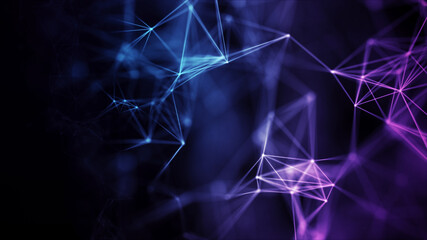 Network connecting triangles background with dots and lines. Futuristic polygonal background. Artificial intelligence. Big data technology .3d rendering.