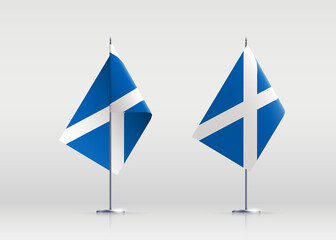 Scotland flag state symbol isolated on background national banner. Greeting card National Independence Day part of the United Kingdom. banner with realistic flag of Saint Andrew's cross or the Saltire