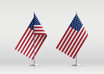 USA flag state symbol isolated on background national banner. Greeting card National Independence Day of the United States. Illustration banner with realistic state flag of America.