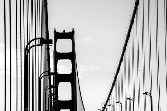 Abstracts  black and white image of the golden gate bridge in san francisco