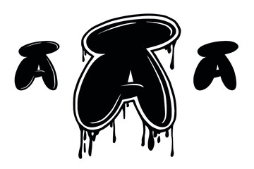 letter A vector on a white background in the style of graffiti hand-drawn