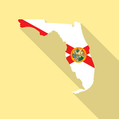 Florida flag vector map flat simple style long shadow background. Vector Illustration Florida flag map